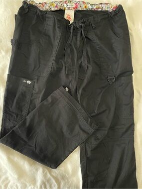 Koi L 28” Inseam Black Utility Cargo Pants - Elastic Plus Drawstring